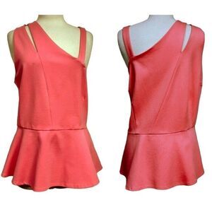 Rebel Rebel Wilson LA Salmon Angled Cut-Out Top 3X Sleeveless Peplum Bottom NEW